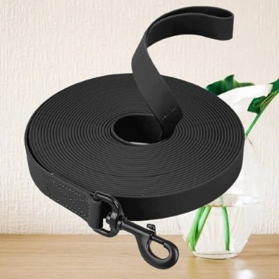 laisse pour chiens noire et enroulee pour plus d autonomie en sortie