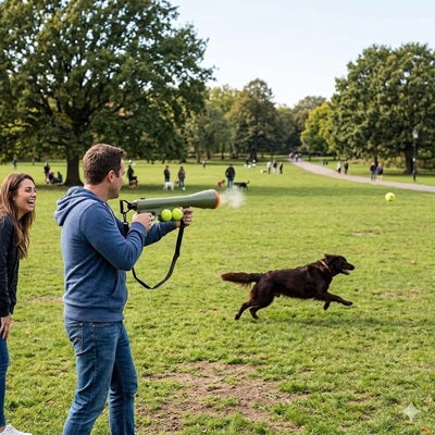 Lance balle chien couple parc setter irlandais tir tennis complicité