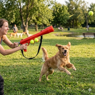 Lance balle chien rouge femme golden retriever parc apport tennis