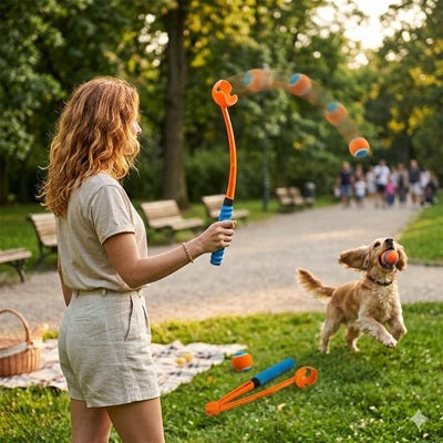 lanceur de balle chien cocker femme parc pique nique deux tailles