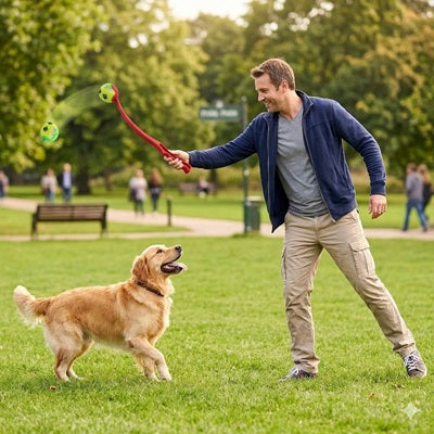 Lanceur de balle pour chien homme golden retriever parc lancer