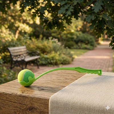 Lanceur de balle pour chiens vert banc parc bois