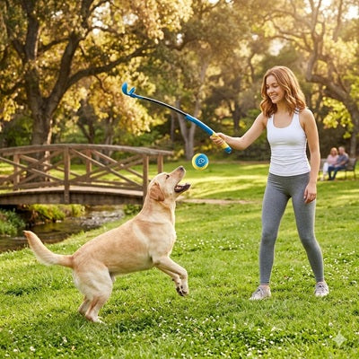 lanceurs de balles pour chien labrador parc femme pelouse soleil
