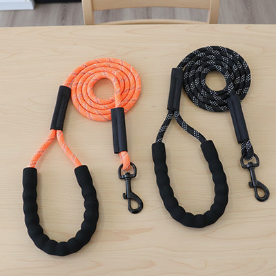 longe chien corde orange noir poignee mousqueton duo pack