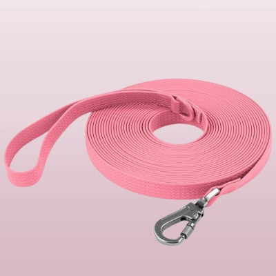 longe chien rose longue entrainement rappel mousqueton