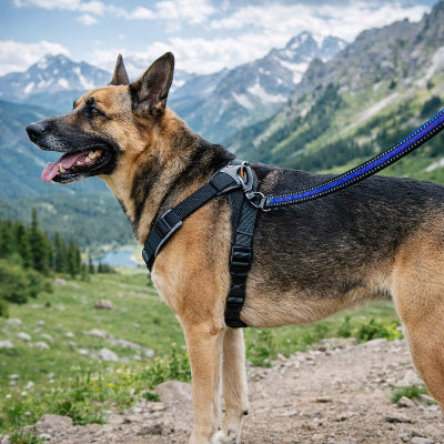 longe pour chien bleue reflechissante berger allemand montagne randonnee