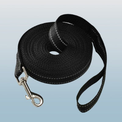 longe pour chien noire longue mousqueton metal resistant entrainement rappel qualite