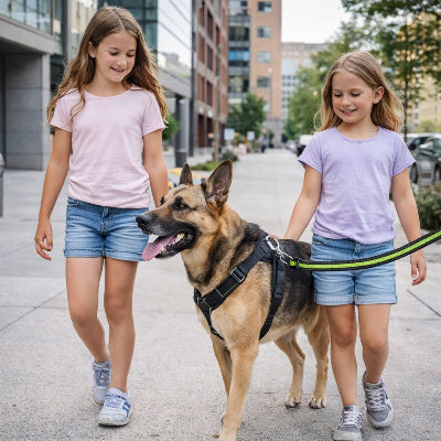 longe pour chien verte reflechissante berger allemand enfants ville promenade
