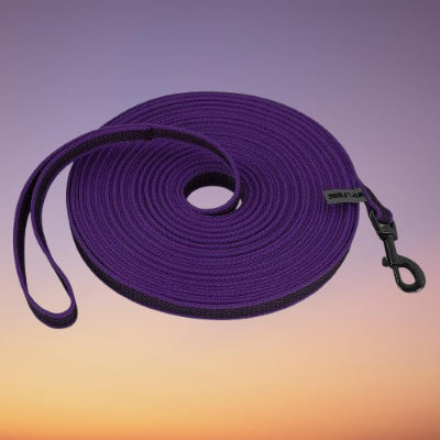longe pour chien violet enroulee mousqueton poignee  solide longue dressage qualite