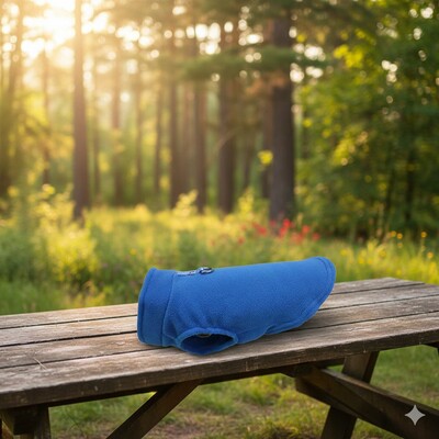 manteau chien hiver bleu nature foret polaire chaud exterieur randonnee confortable premium