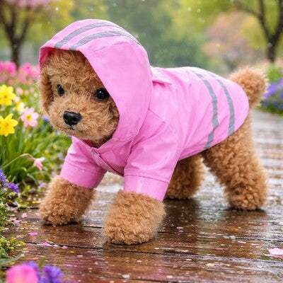 manteau-chien-impermeable-rose-pluie-printemps-caniche-exterieur-reflechissant