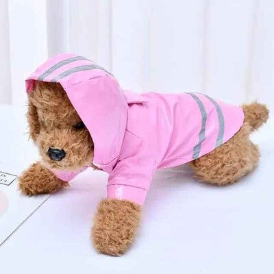 manteau chien impermeable rose reflechissant capuche petit chien caniche