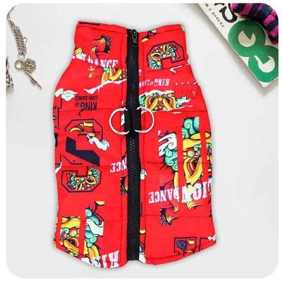 manteau chien rouge motif king dance harnais style streetwear original