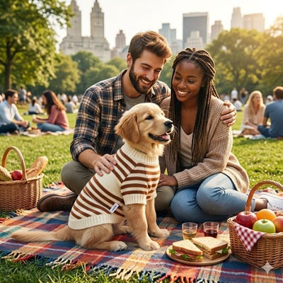 Manteau en laine pour chien à tricoter Golden pique-nique parc