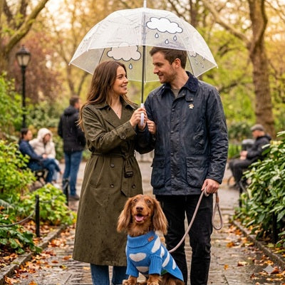 Manteau en laine pour chien Cocker bleu parc pluie couple
