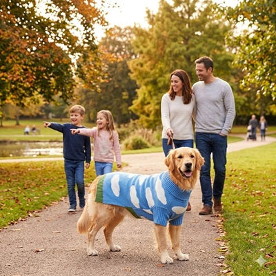 Manteau en laine pour chien Golden Retriever parc famille