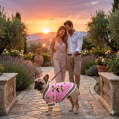 Manteau en laine pour petit chien rose Bouledogue promenade Provence