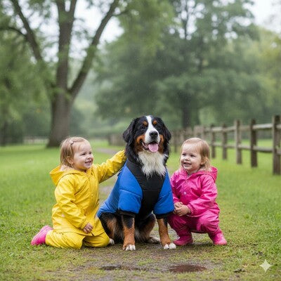 manteau impermeable pour chien bleu bouvier bernois enfants pluie parc
