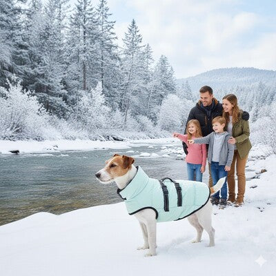 manteau petit chien harnais integre hiver neige famille impermeable chaud