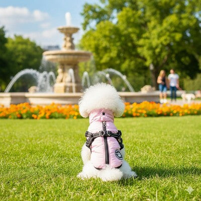 manteau petit chien harnais integre rose bichon parc ete impermeable