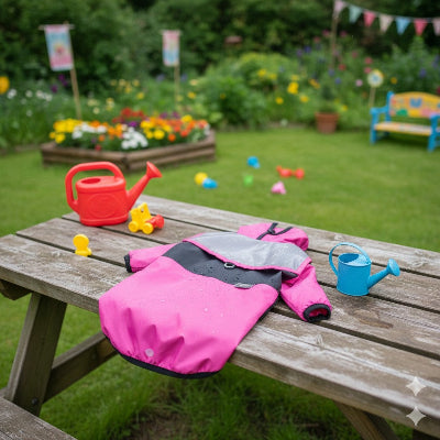 manteau pluie chien rose capuche transparent jardin impermeable exterieur lifestyle