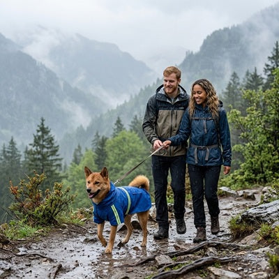 manteau pour chien pluie bleu shiba randonnée montagne couple imperméable