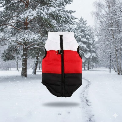 manteau pour petit chien hiver rouge noir impermeable neige chaud