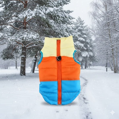 manteau pour petit chien orange bleu hiver neige impermeable chaud colore