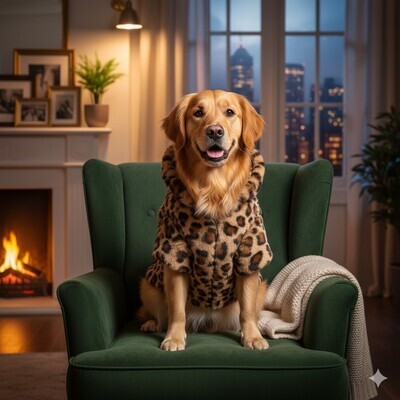 manteau pour petit chien polaire leopard golden retriever interieur cheminee hiver