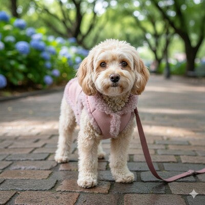 manteaux petits chiens rose fourre balade nature adorable chaud premium