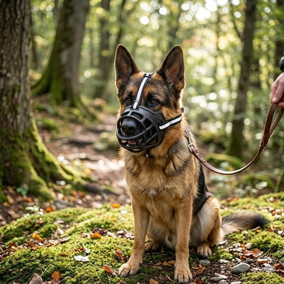museliere anti aboiement berger allemand foret nature randonnee exterieur securite