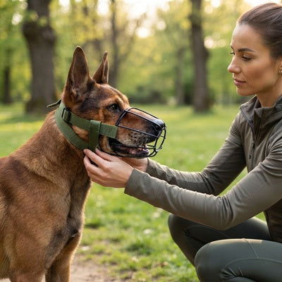 Muselière cage chien Malinois parc ajustement femme vert noir