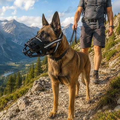 Muselière cage Malinois TPR souple chien balade montagne