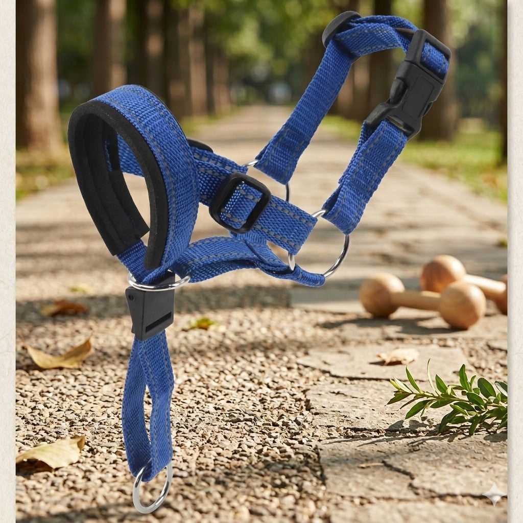 museliere chien bleu ajustable boucles details produit
