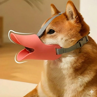 museliere chien canard rose shiba inu silicone ajustable confortable amusante interieur