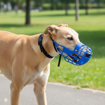 museliere levrier bleue panier plastique promenade parc confortable securisee ajustable