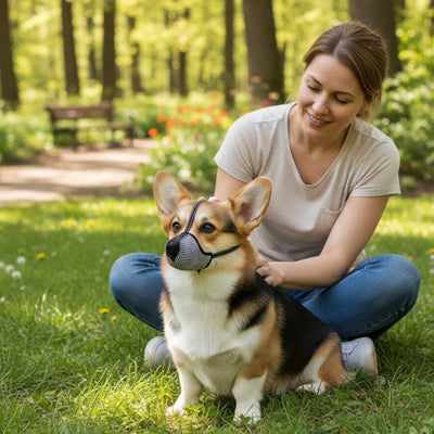 museliere petit chien corgi jardin respirante confortable securite exterieur