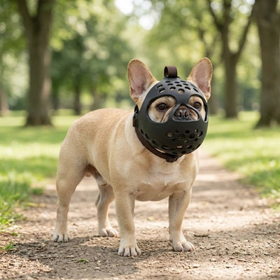 Muselière pour Bouledogue français noire, parc, promenade, chien