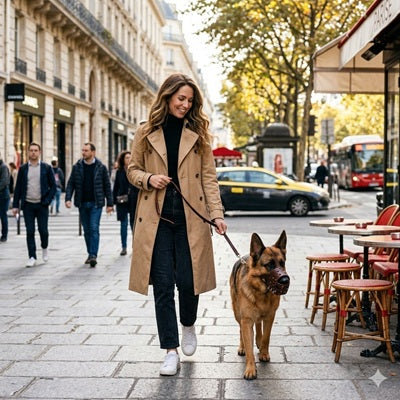 museliere pour chien berger allemand promenade ville cuir marron securite urbaine