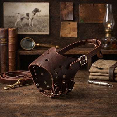 museliere pour chien cuir marron ajustable respirante qualite premium securite