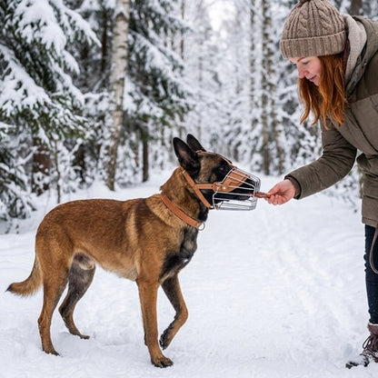 Muselière pour Malinois dressage hiver forêt neige