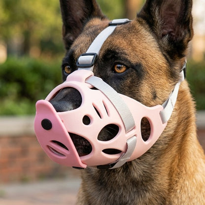 Muselière pour Malinois rose ajustable respirante confortable anti-morsure