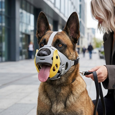 Muselière pour Malinois ville avec laisse respirante ajustable confortable anti-morsure