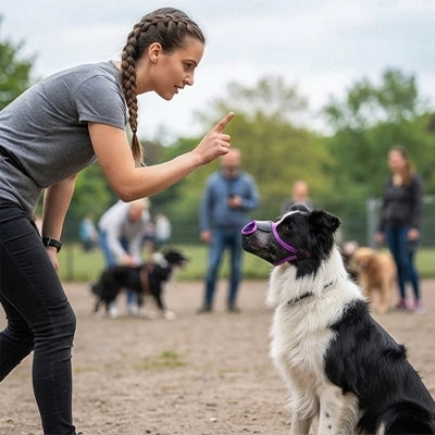 Muselière respirante chien Border Collie dressage parc canin éducation sécurité