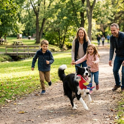 peluche chien perroquet jouet famille parc border collie jeu