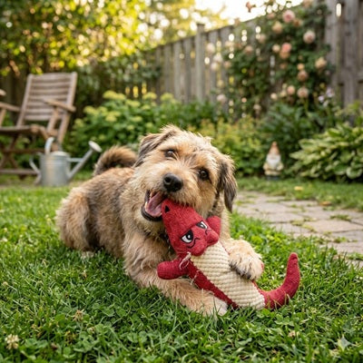 Peluche pour chien alligator rouge jardin jouet doux