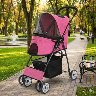 Poussettes pour chiens rose parc fontaine allée pliable 4 roues