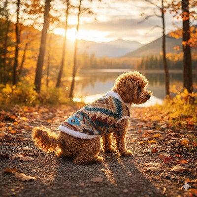 pull chien polaire automne lac montagne caniche nature coucher soleil aventure