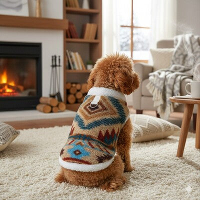 pull-chien-polaire-caniche-interieur-cheminee-cocooning-hiver-confort-chaleur-maison