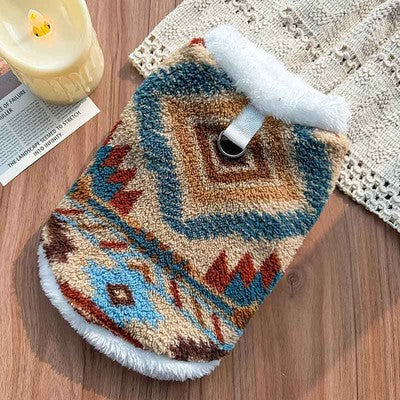 pull chien polaire sans manches motif ethnique chaleur hiver confort style